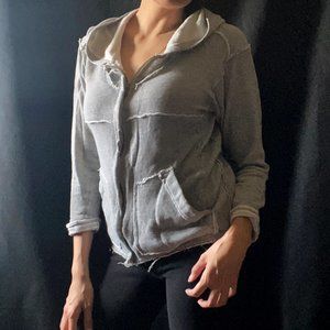 Distressed Look French Terry Zip-up Hoodie